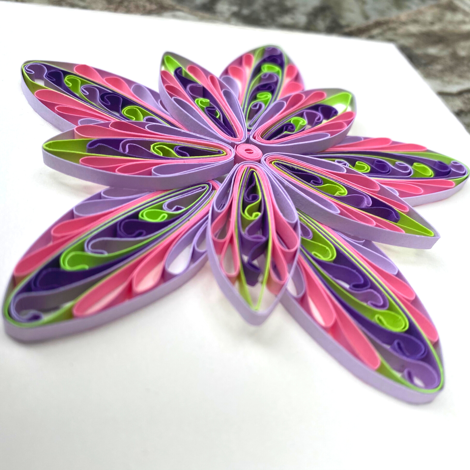 Quilling 3D Colorful Flowers Paper Art - Unique For Home Decor - Special Gift - Size 5''x5’’ (F34) - Image 3