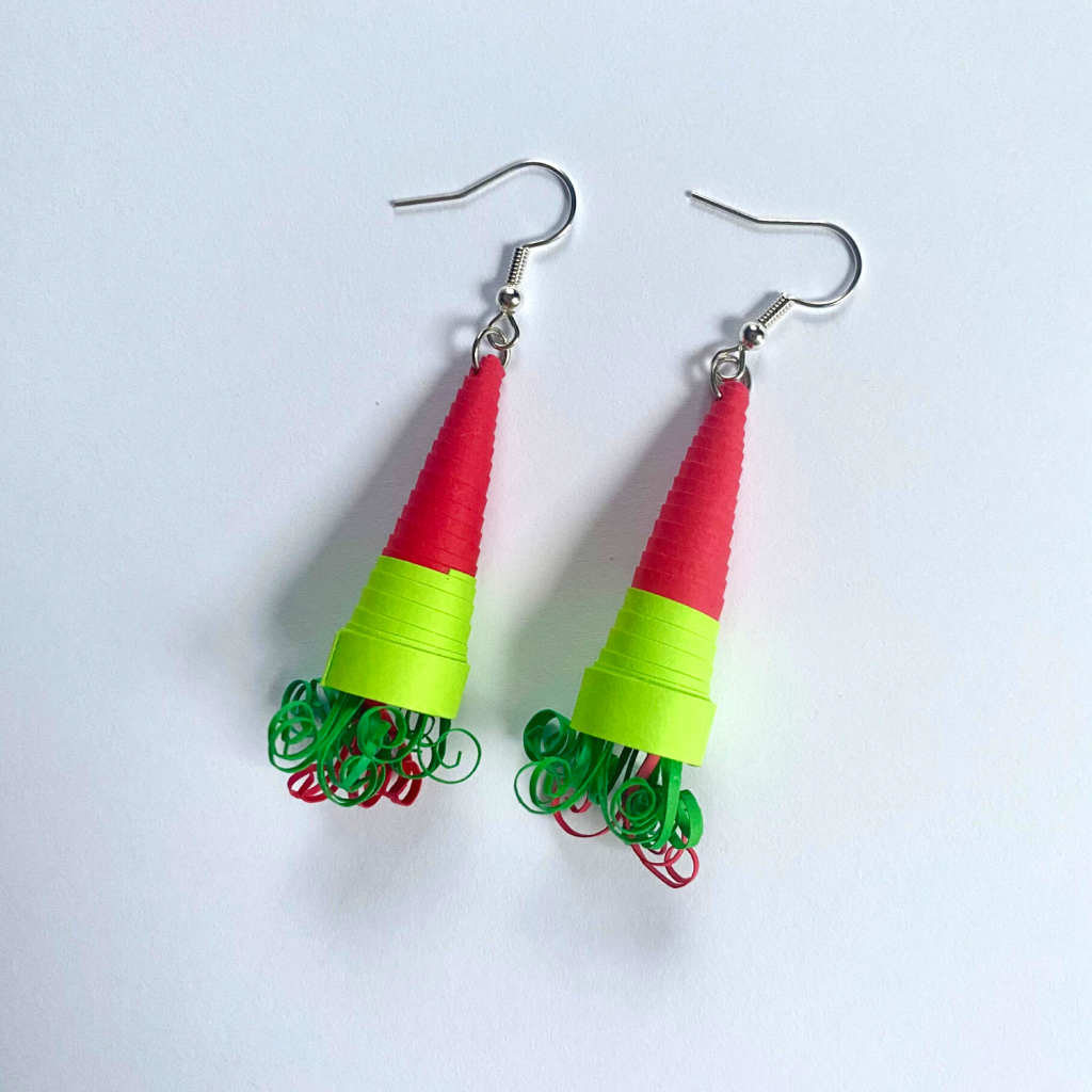 Quilling Earrings For Hangouts Wear Art Outdoors MonkeyDragonPaper
