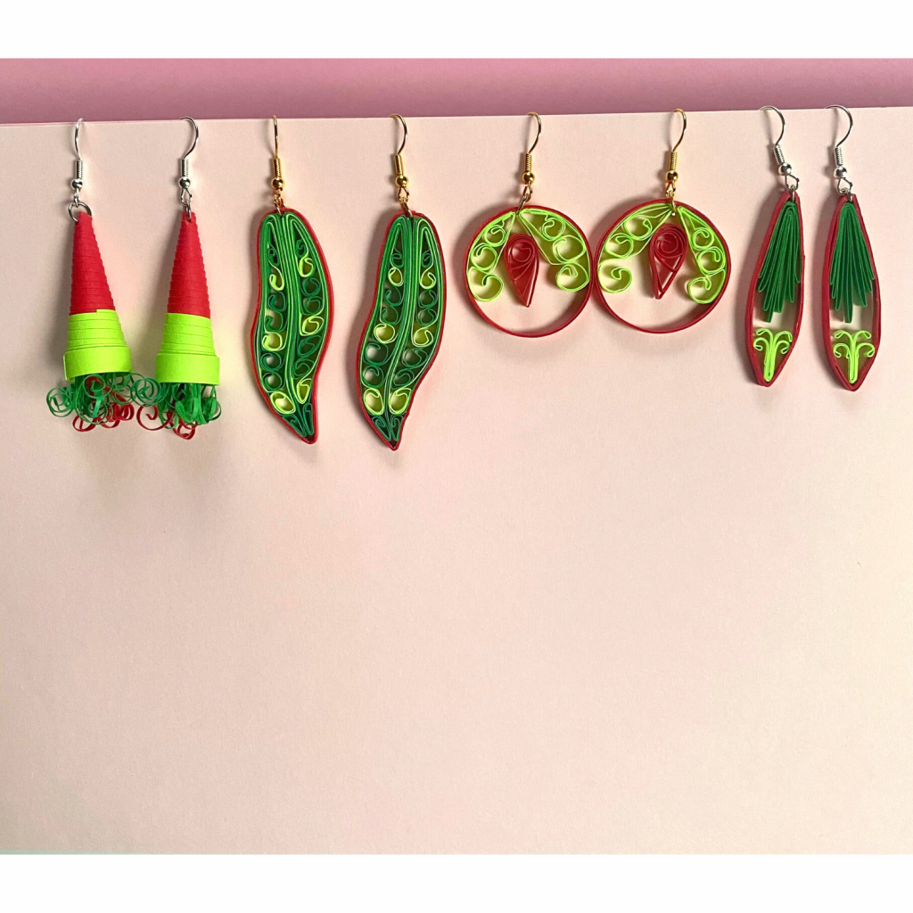 Paper Quilling Art Leaf Earrings