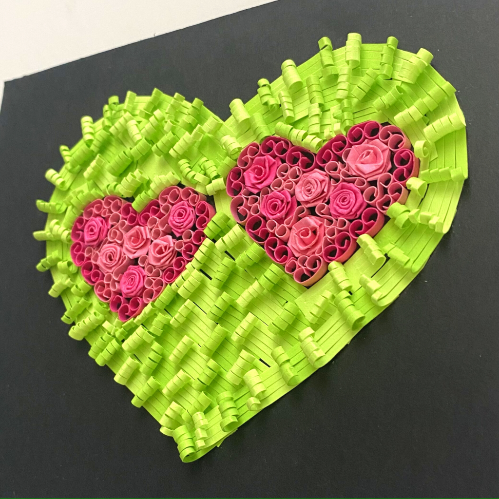 Paper Quilling Art Two Hearts One Love