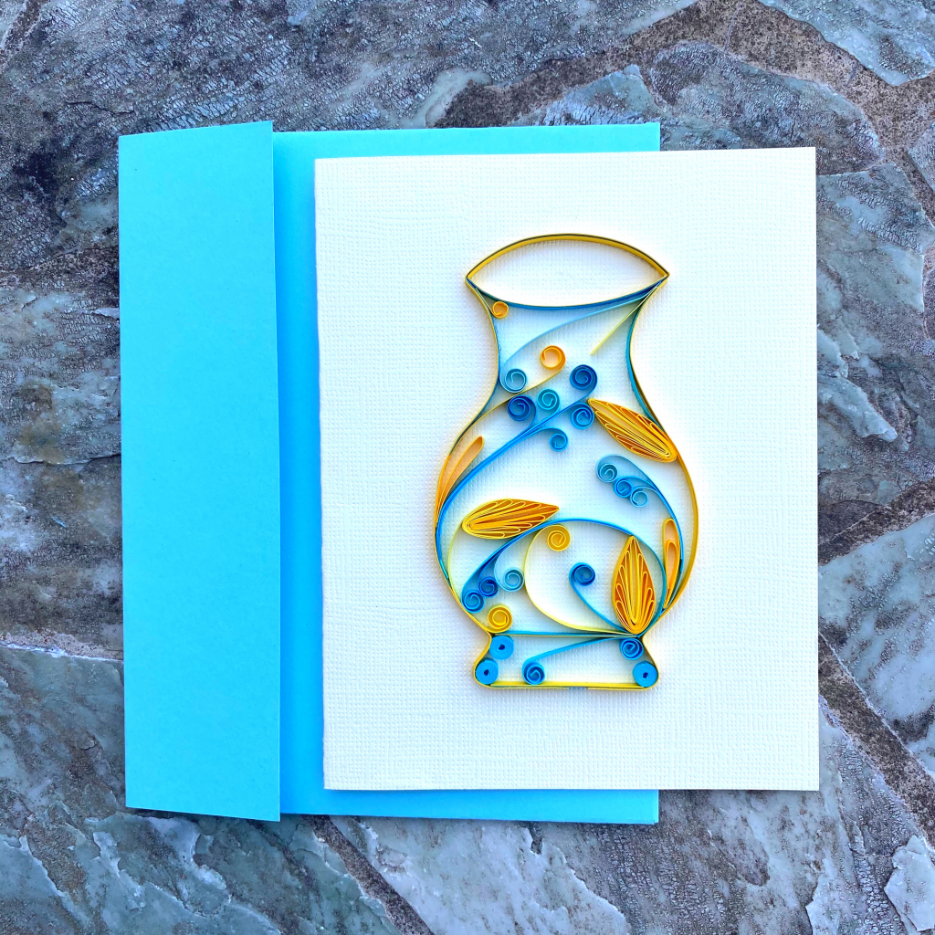 Quilling Flower Vase Card Paper Art