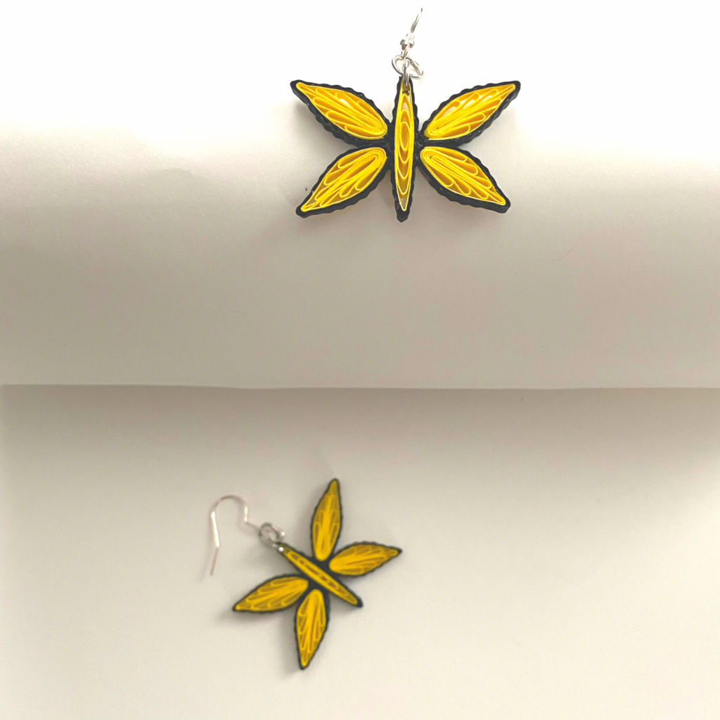 Quilling Yellow Butterfly Earrings