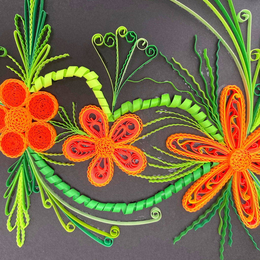 Orange Flowers Paper Quilling Art