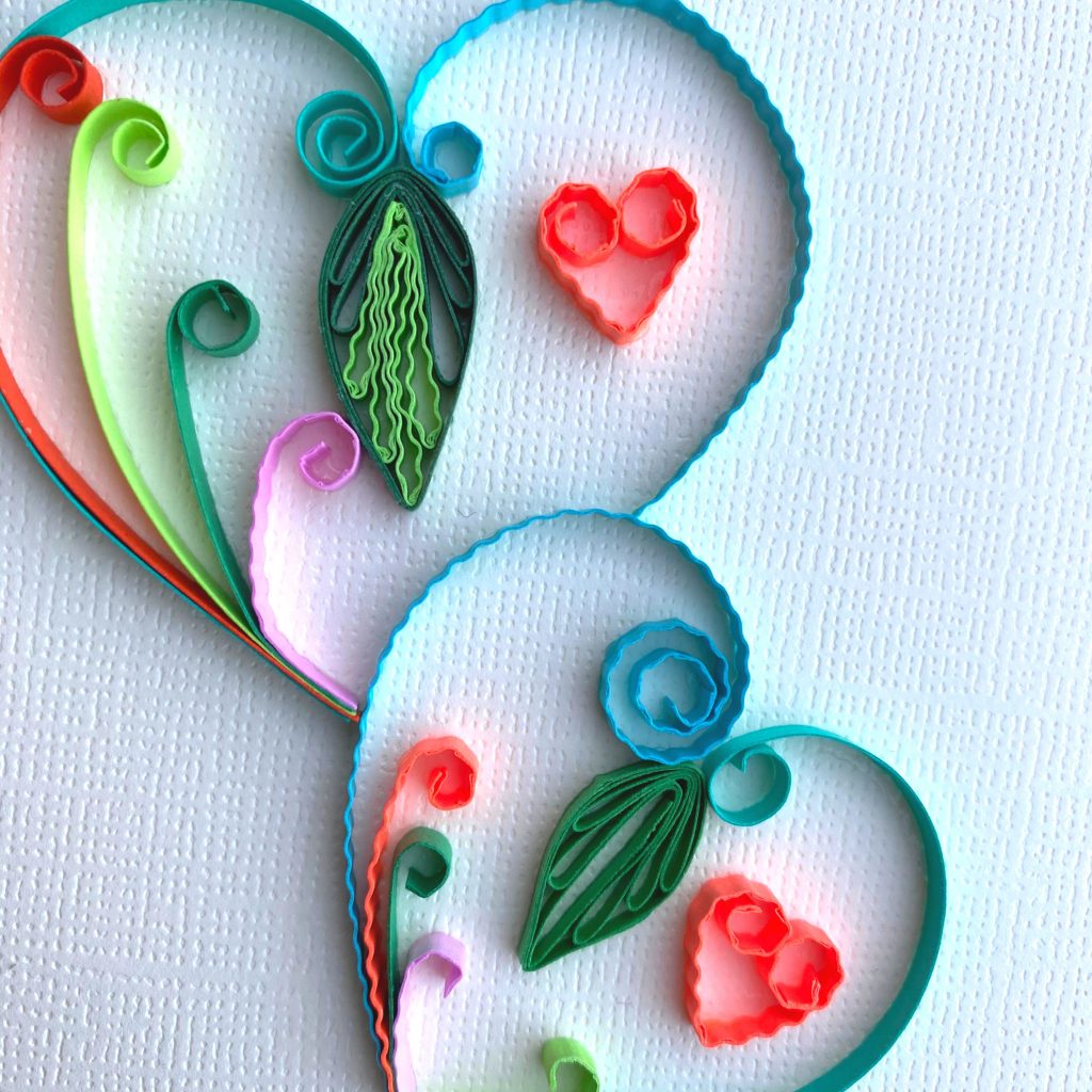 Decorative Double Hearts Card Quilling Paper Art