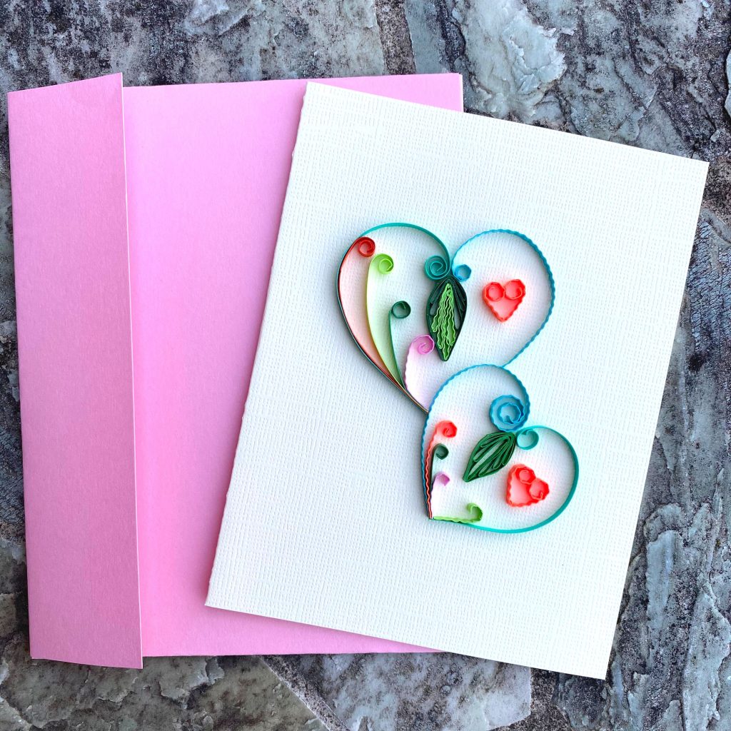 Decorative Double Hearts Card Quilling Paper Art