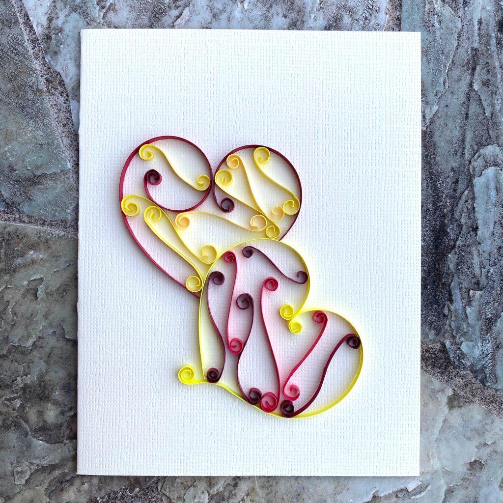 Decorative Double Hearts Quilling Card