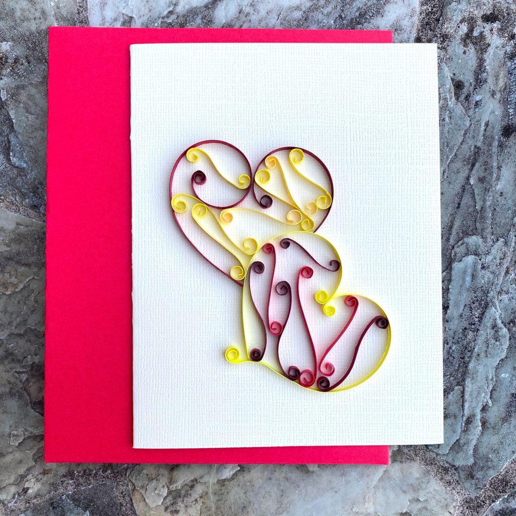 Decorative Double Hearts Quilling Card