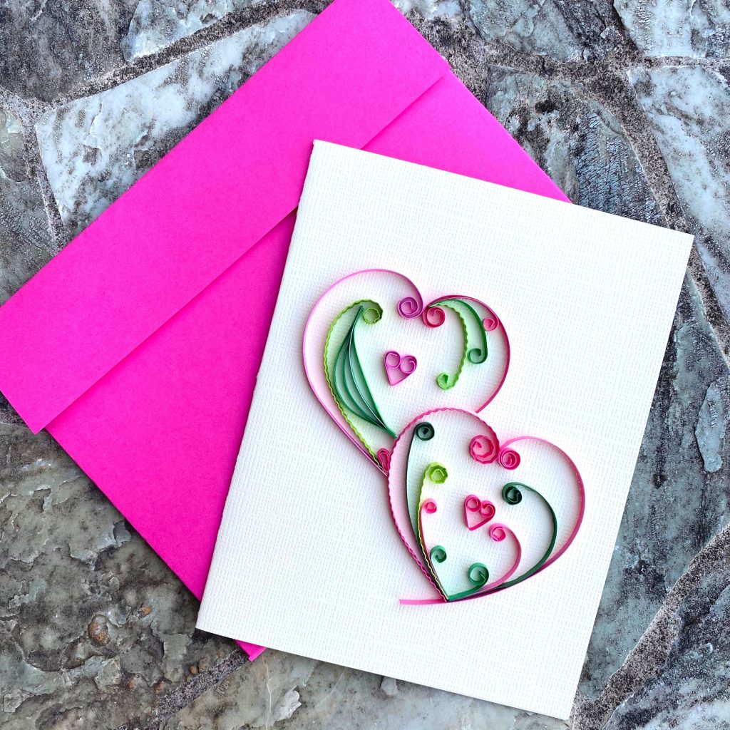 Double Hearts Quilling Card Paper Art