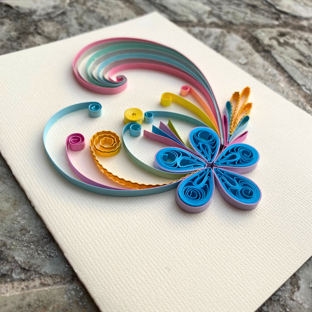 Blue Pink Flower Quilling