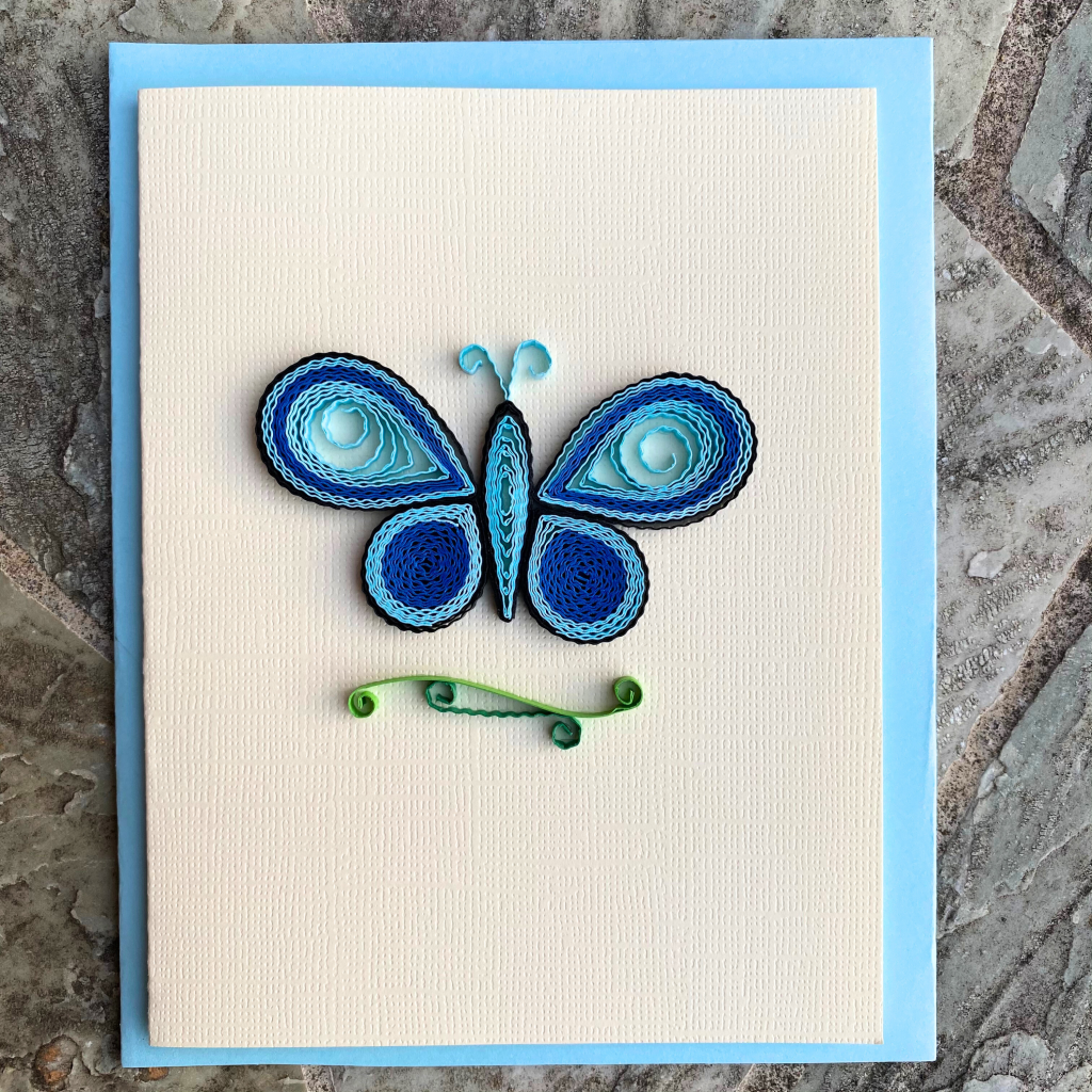 Quilling Card Blue Butterfly