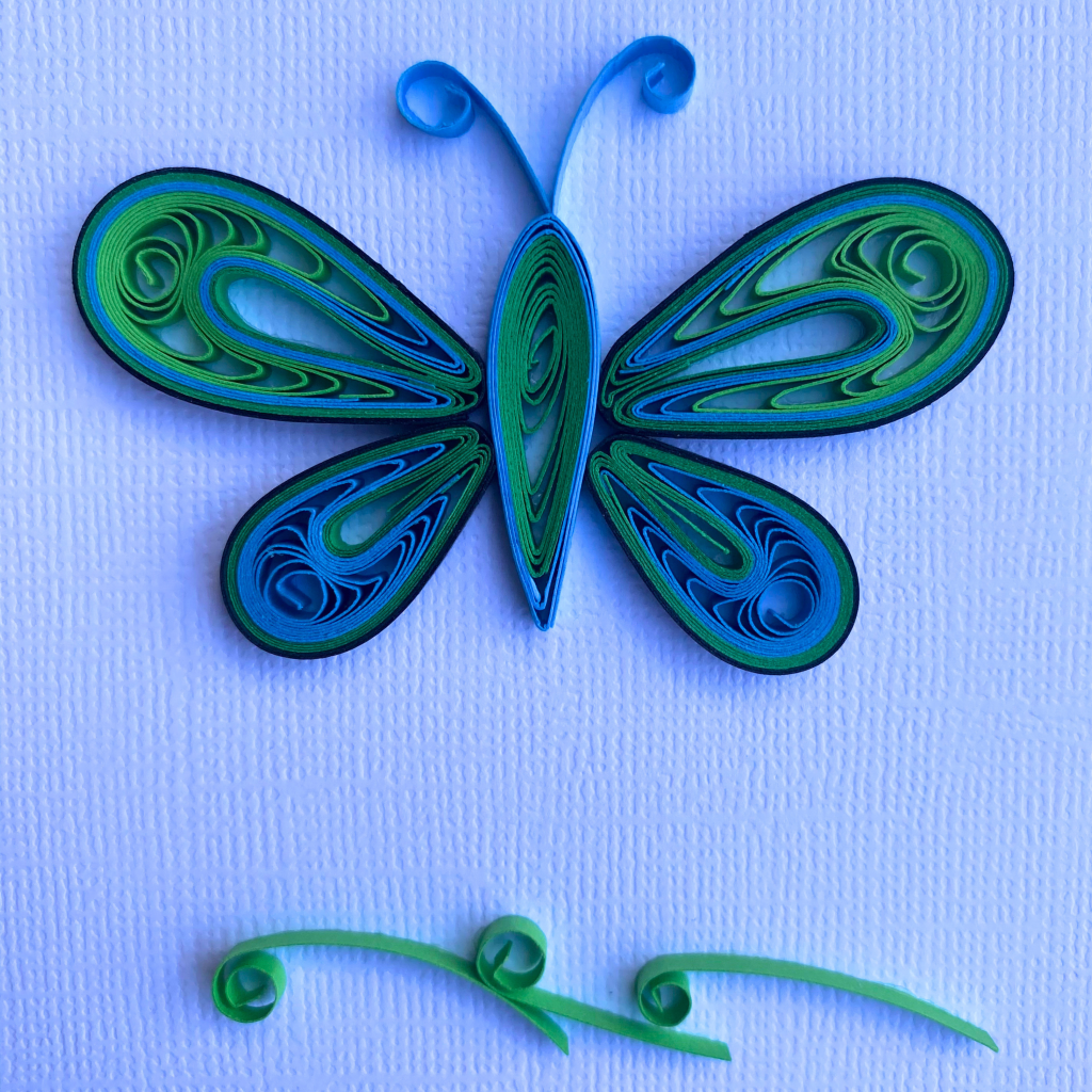 Quilling Green Blue Butterfly